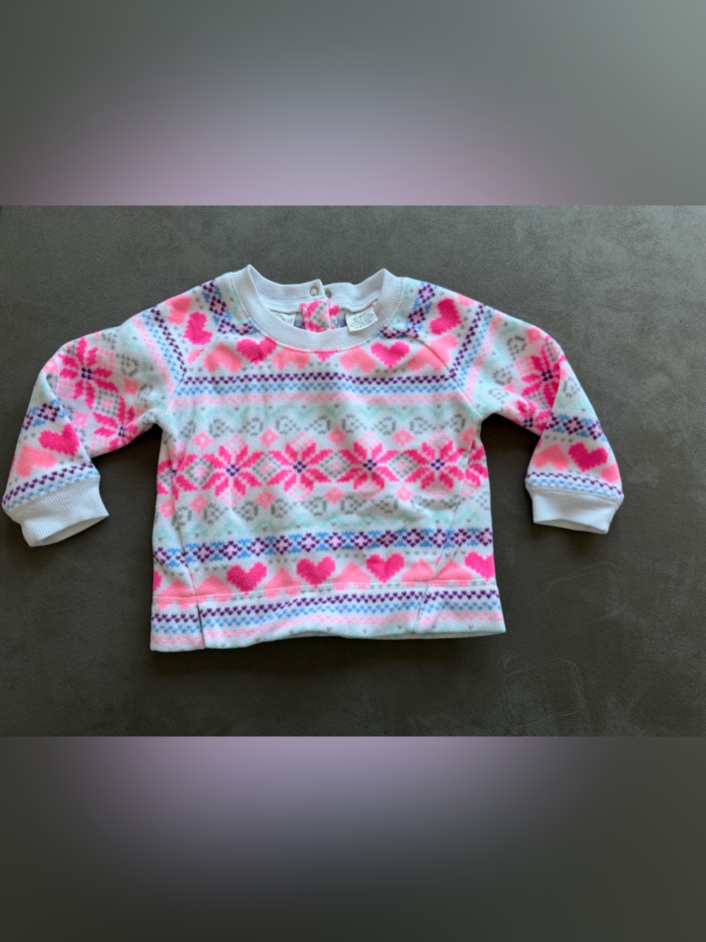 Koala Kids Girls' Pink Fair Isle Heart Sweater Top - Unbranded